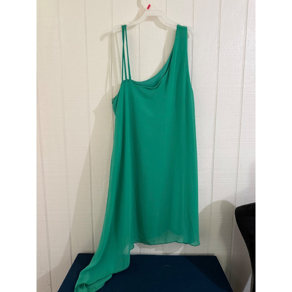 Lulus Green One Shoulder Asymmetrical Chiffon Mini Dress Womens Medium